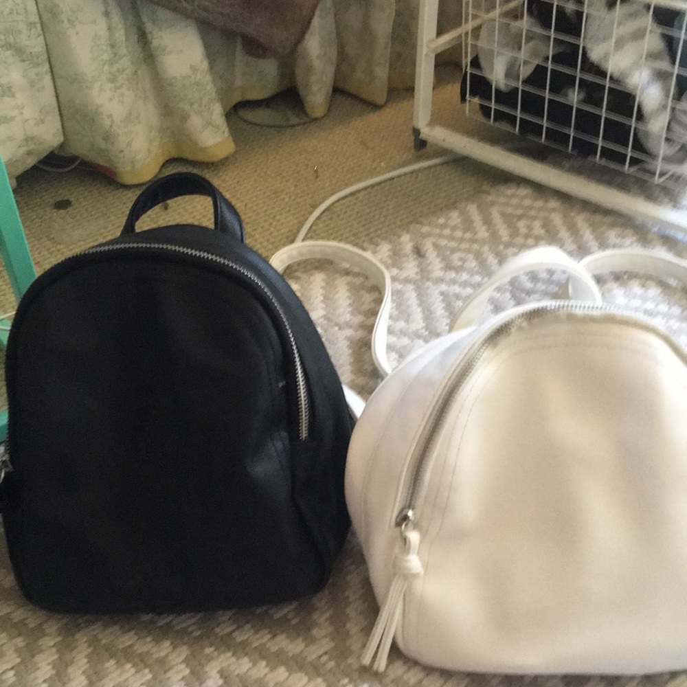 2 MINI BACKPACKS, one BLACK, one WHITE